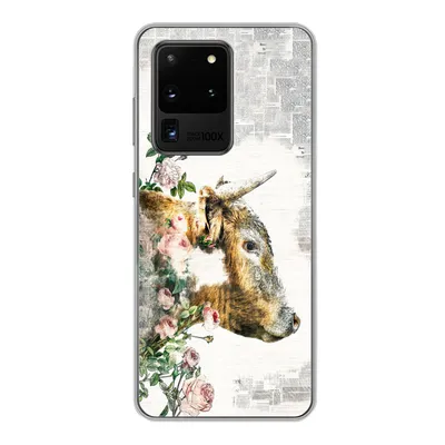 Produktbild von MuchoWow® Handyhülle Schutzhülle Hülle für Samsung Galaxy S20 Ultra Schottischer Highlander - Farbe - Blumen Silikon Softcase Handy Hülle - Karteninhaber