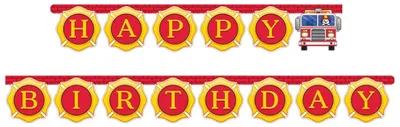Obrázok produktu pre Hasičská girlanda „Happy Birthday“ z lepenky, 3 m, dekorácia na narodeniny pre chlapcov –