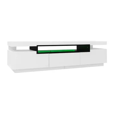 Produktbild von MODFU TV-Schrank Hochglanz Lowboard mit LED-Beleuchtung für 70-Zoll-TV, Fernsehtisch Wohnzimmerschränke mit 3 Schubladen für Wohnzimmer, Esszimmer,weiß