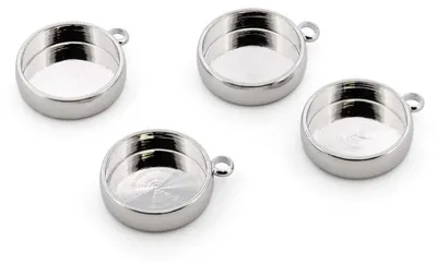 Produktbild von Vintageparts Fassung für Cabochons 12 mm platinfarben mit Öse 4 Stück