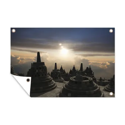 Obrázek produktu pro MuchoWow® Zahradní plakáty - Borobudur při západu slunce - 120x180 cm - Zahradní dekorace