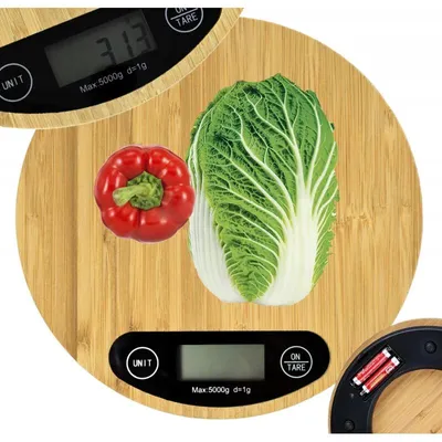 Obrázek produktu pro Verk 17137 Bambusová kuchyňská váha 5kg LCD 20 x 20 cm