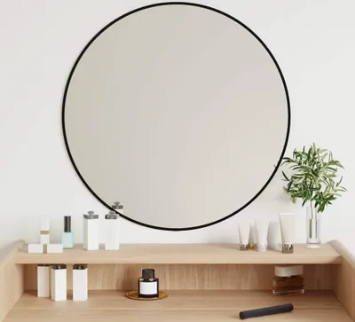 Produktbild von vidaXL Wandspiegel Schwarz Ø 60 cm Rund