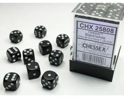 Produktbild von Chessex Opaque W6x36 Black/White