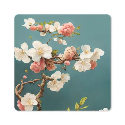Produktbild von MuchoWow® Mauspad Mousepad Blumen - Blüte - Kirsche - Zweig - Weiß 20x20 cm - Mousepads - Maus Mat - Pad - Mausunterlage - Desk Mat - Bureauartikeln