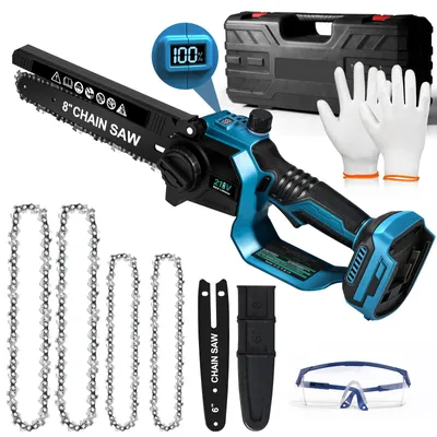 Produktbild von 6+8 Zoll AKKU Mini-Kettensäge, 28000 U/min 900W, Bürstenloser, Automatische Kettenspannung & Schmierung, Handkettensäge Einhandsäge Motorsäge
