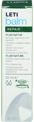 Produktbild von LETI balm Fluid Natur - Schützender Nasen- und Lippenbalsam bei trockener und rissiger Haut mit natürlichen Inhaltsstoffen, 10 ml Creme