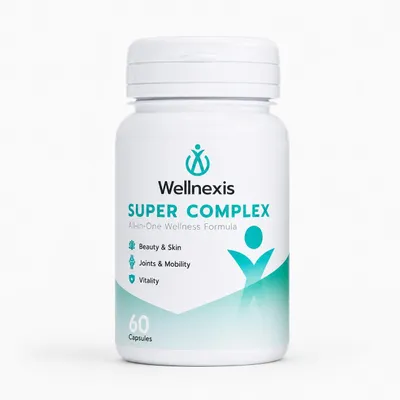 Produktbild von Wellnexis Nahrungsergänzungsmittel – 60 Kapseln – mit Vitamin C als L-Ascorbinsäure, Zink, Methylsulfonylmethan (MSM) – Für Erwachsene.