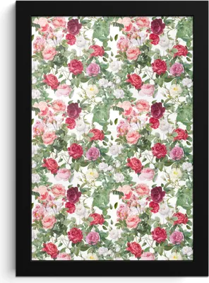 Produktbild von MuchoWow® MuchoWow® Gerahmtes Poster Rosen - Muster - Pastell 20x30 cm - Poster mit zchwarzem Bilderrahmen - Drucken - Bilder Poster im Rahmen