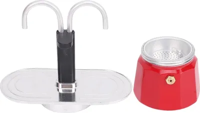 Obrázok produktu pre kávovar na 2 šálky kávy Červená hliníková zliatina 100 ml Dvojitá rúrka na varnú dosku pre domáce cestovanie