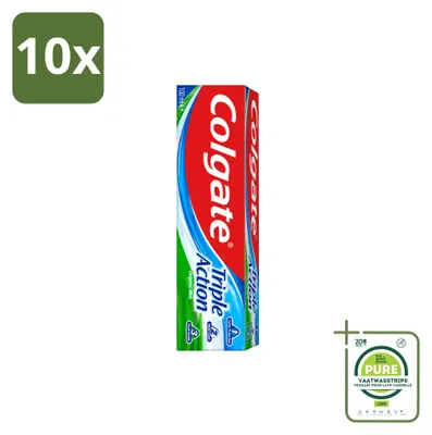 Produktbild von 10 x Colgate Triple Action Original Mint Tandpasta - 100 ml - Großpackung - 10 Stücke
