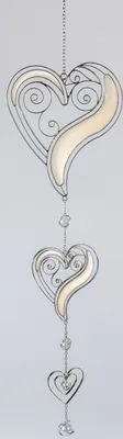 Produktbild von Moderner Dekohänger Tiffany 3 Herzen weiß silber, 58 cm