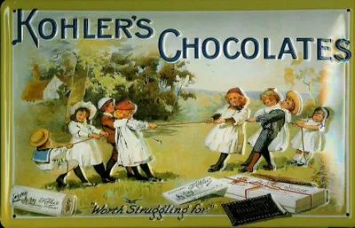Produktbild von Blechschild Kohler`s Chocolates Kinder Schokolade Schild Werbeschild