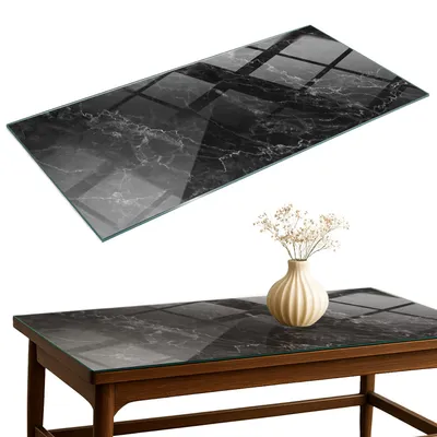 Produktbild von Glasplatte Tisch – Esstischplatte Glas – Tischplatte Glas – Glasarbeitsplatte Tisch – Glasplatte Esstisch – Pflegeleicht – Witterungsbeständig – 100x50 cm – Marmormuster mit Adern