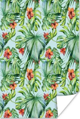 Produktbild von MuchoWow® Poster Blumen - Monstera - Orange 80x120 cm - Papierdruck