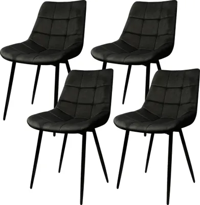 Produktbild von 4er Set Esszimmerstühle Polsterstuhl mit Rückenlehne, bis 120 kg belastbar,Metallbeine,Schwarz