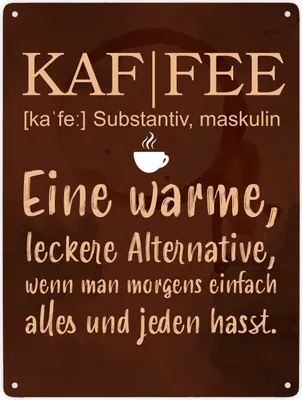 Produktbild von Kaffee - Metallschild mit Wortdefinition