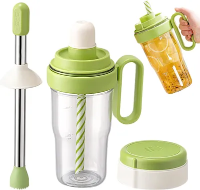 Zdjęcie produktu dla Zestaw Shaker 3w1 1000 ML z Kruszarką do Lodu Słomką do Napojów Smoothie