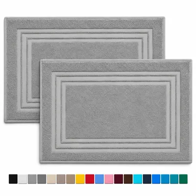 Produktbild von Komfortec Badvorleger Set 2 Teilig, Waschbar Duschmatte & Badteppich, 600 g/m² &100% Baumwolle, Saugfähig & Schnelltrocknend, 50 x 70 cm, Grau