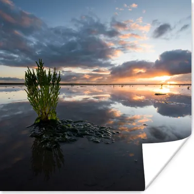 Produktbild von MuchoWow® Poster Meer - Watteninseln - Luft 50x50 cm - Wohnzimmerdekoration