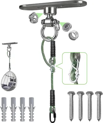 Zdjęcie produktu dla Hak sufitowy 1 m, 270 kg, stal nierdzewna, obrotowy 360°, do hamaka