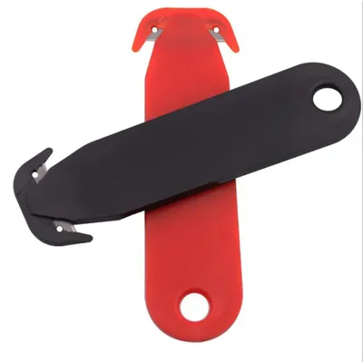 Tragbarer Paketöffner, ergonomischer Kartonschneider, rot, Kunststoff