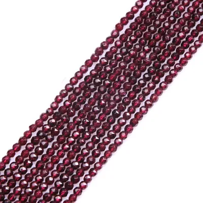 4mm Rote Granat-Quarz-Facettenkugeln, 38-40 Stück, 15 Zoll