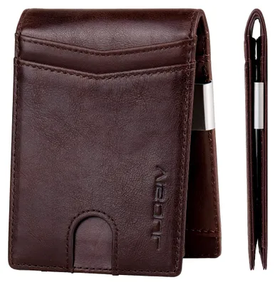 Produktbild von Slim Wallet mit Münzfach und RFID Schutz Mini Geldbörse Herren klein Kreditkartenetui Kartenetui Kartenhalter Portmonee Portemonnaie klein Geldbeutel Leder