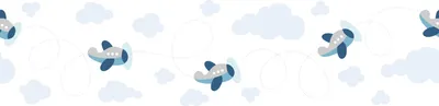 Produktbild von Lovely Kids selbstklebende Kinderzimmer Bordüre Cute Planes blau grau weiß 5,00 m x 0,155 m