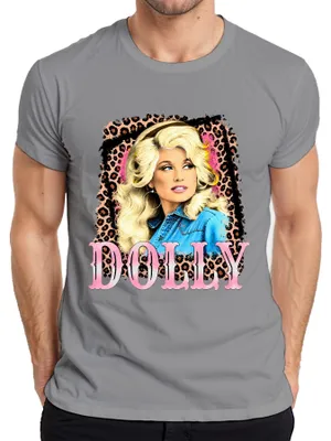 Productafbeelding van Dolly Parton, landelijke muzieklegende, westernzangeres, Leo Cowgirl, heren T-shirt, grijs, maat S