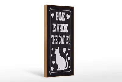 Produktbild von Holzschild Spruch 27x10 cm Home is where cat Schild