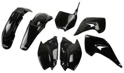 Obrázek produktu pro Sada krytů UFO PLAST, 7dílná sada plastových krytů pro Kawasaki KX 125 / 250 ccm, rok výroby 2003–2008, barva: černá