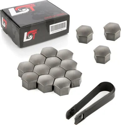 Produktbild von 15x Radschrauben Kappen Radschraubenkappen Set 17mm grau für VW SEAT SKODA