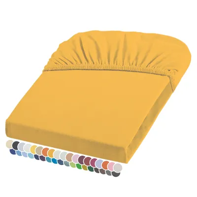 Produktbild von liebling Elasthan Spannbetttuch 120x200 bis 130-220 cm, mit Rundumgummizug, faltenfrei & atmungsaktiv, Matratzen bis 26 cm Höhe, sonne