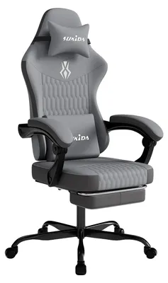 Obrázek produktu pro Herní židle, ergonomický design, nastavitelné funkce, světle šedá