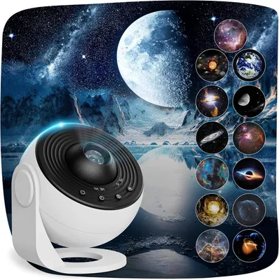 Produktbild von Galaxie-Projektorlampe mit 13 Planetenscheiben – LED-Sternenhimmel mit Timer – Planetariumprojektor zur Raumdekoration