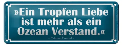 Produktbild von Blechschild Spruch 27x10cm Tropfen Liebe mehr als ein Ozean Dekoration