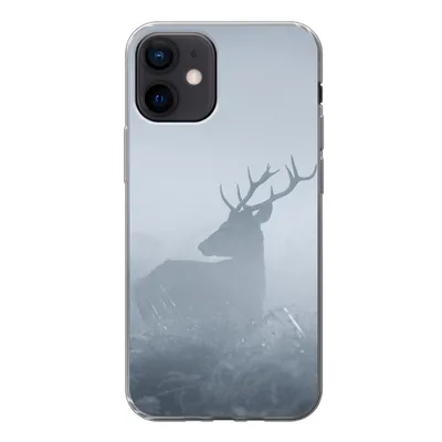 Produktbild von MuchoWow® Handyhülle Schutzhülle Hülle für iPhone 12 Hirsche - Nebel - Wald Silikon Softcase Handy Hülle - Schutzhülle