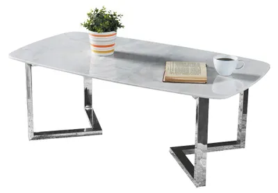 Image de Table basse Table de salon Table d'appoint blanche Table blanche style marbre