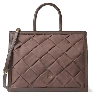 Immagine prodotto di Borsa da donna blu, con cuciture a rilievo, chiusura a zip e tracolla in ecopelle