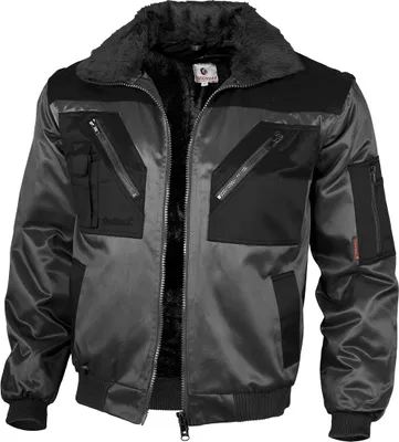 Produktbild von Qualitex Pilotenjacke - modische 4-in-1 Arbeitsjacke aus Mischgewebe - ideale Übergangsjacke - in Farbe: grau/schwarz - Herren: M - Damen: 40