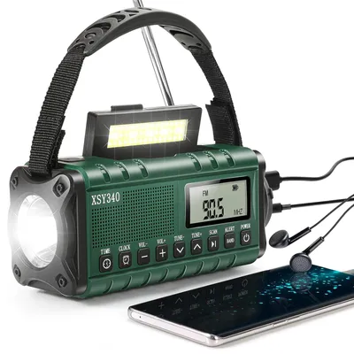Image de Valise solaire Radio avec powerbank, alarme SOS, 10000mAh - Radio d'urgence avec manivelle & lampe de poche