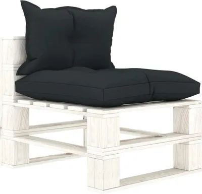 Produktbild von ZMH Garten-Paletten-Mittelsofa mit Kissen in Anthrazit Holz