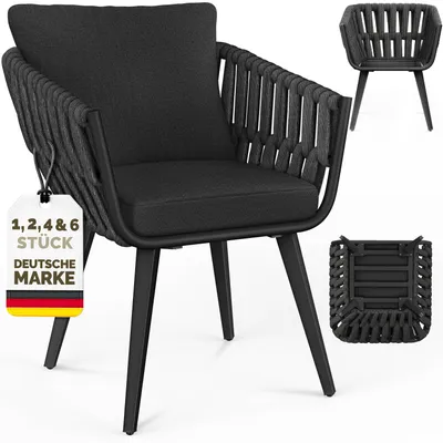 Immagine prodotto di Set di 4 sedie da giardino tillvex® resistenti alle intemperie con braccioli | Sedie da esterno con portata fino a 160 kg | Sedie da giardino resistenti ai raggi UV | Sedie da terrazza, poltrone, mobili da giardino per terrazza, balcone e giardino