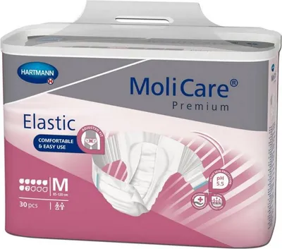 Image de Molicare Premium Slip Elastic 7 gouttes Medium - 6 paquets de 30 protections