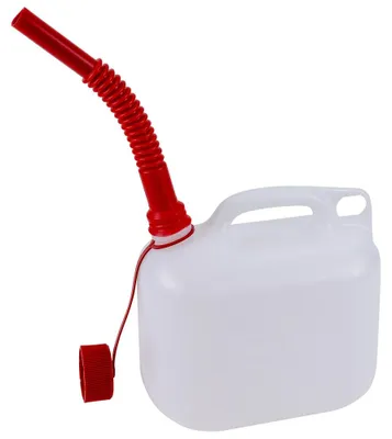 Produktbild von Hünersdorff Kraftstoff-Kanister STANDARD 5 L, HD-PE natur,mit UN-Zulassung und rotem Zubehör