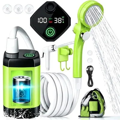 Produktbild von Tragbare Campingdusche Akku mit Pumpe, Camping Dusche Outdoor , Mobile Duschen Außenduschen mit Duschkopf und Schlauch, für Camping Garten Autowaschen