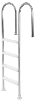 Image de Escalier de piscine à 4 marches avec double rampe - Capacité de charge : 120 kg - Hauteur : 1825 mm - Acier inoxydable 304 - Pour piscines encastrées