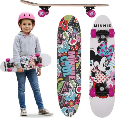 Produktbild von DISNEY Minnie Mouse Kinder-Holzskateboard 61 cm, rutschfestes Deck, leicht und stabil, für 20–50 kg