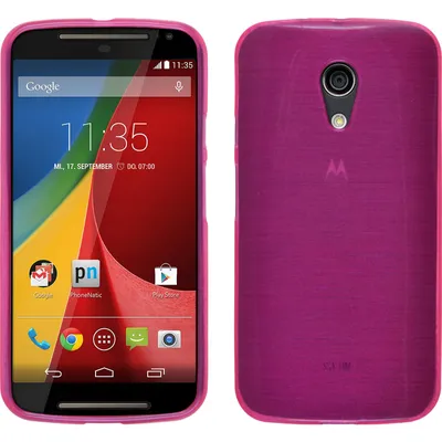 Produktbild von PhoneNatic Case kompatibel mit Motorola Moto G 2014 2. Generation - pink Silikon Hülle brushed + 2 Schutzfolien